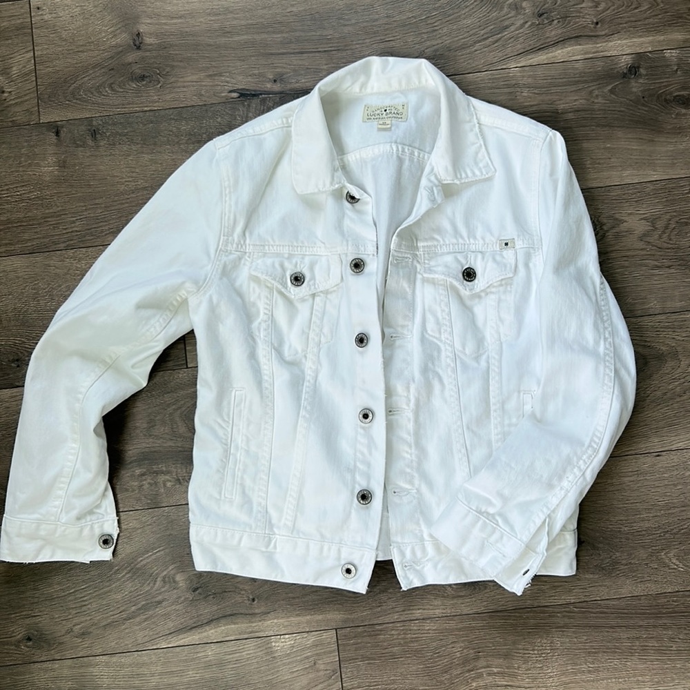 Lucky brand white denim jean jacket women’s size medium
